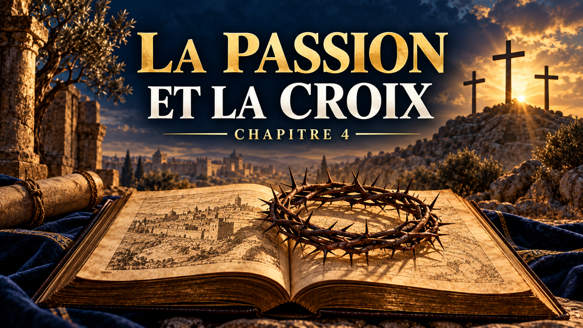 Trois croix près de Jérusalem et couronne d’épines, évocation sobre de la Passion.