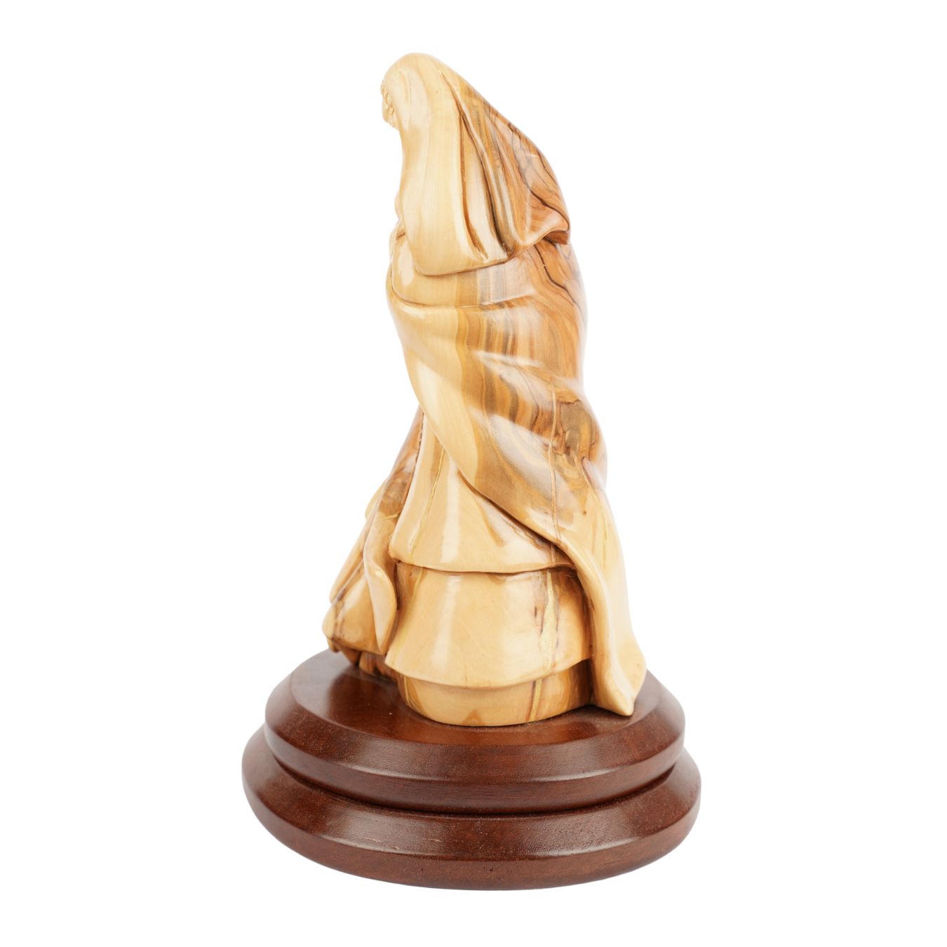 Sainte Famille avec l'enfant nouveau-né – Figurine en bois d'olivier sculptée à la main, provenant de Bethléem (27 cm)