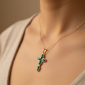 Crucifix of Jesus, Christian cross, jadeite stone pendant