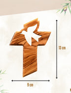 Olivenholz Wandkreuz mit Friedenstaube-2