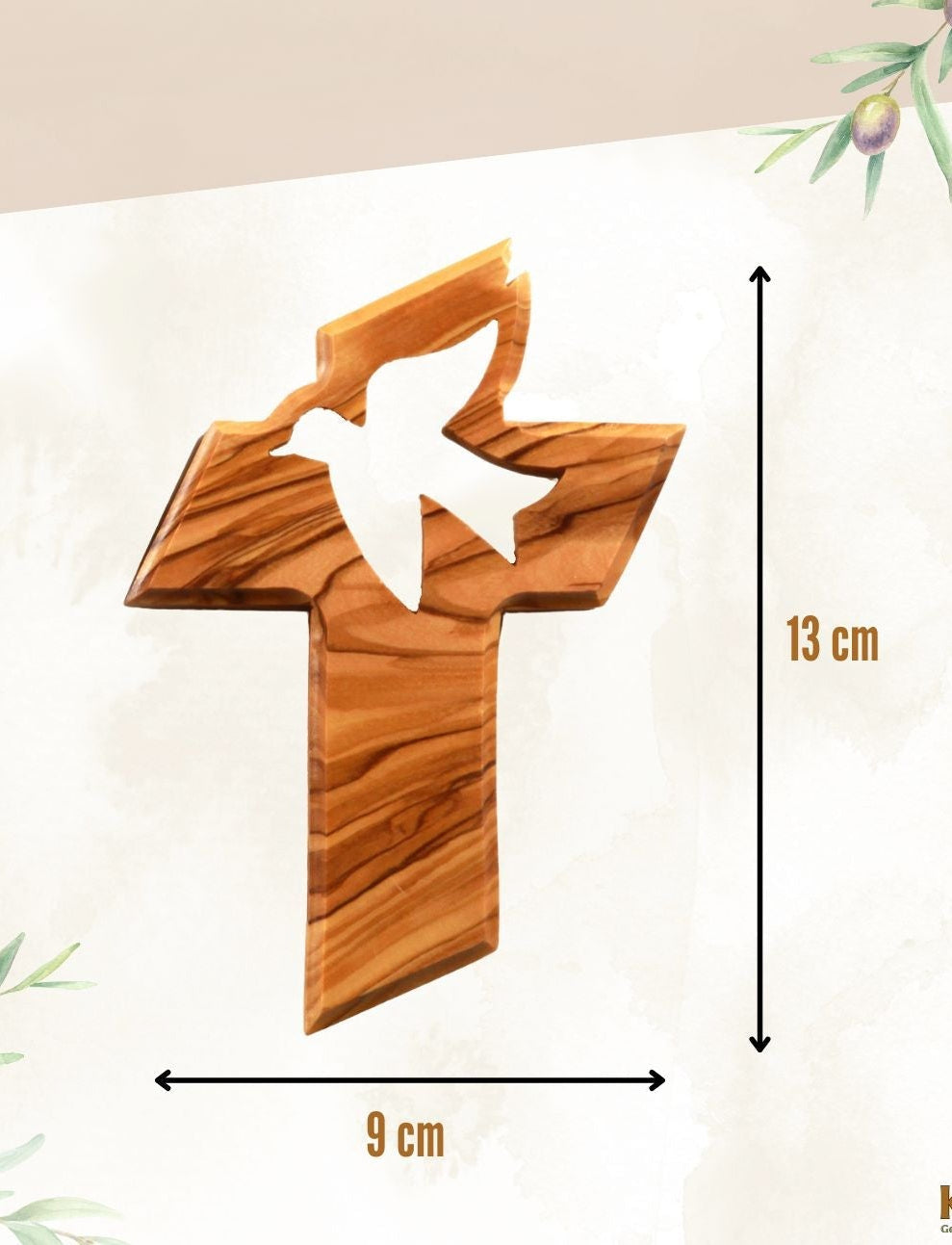 Olivenholz Wandkreuz mit Friedenstaube-2