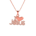 Collier chrétien « I LOVE JESUS » avec zircon – 50 cm