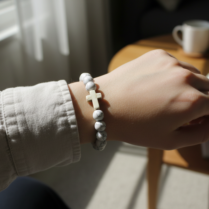 ✨ Bracelet Croix en Pierre Naturelle – Foi & Élégance au Quotidien | Stella Christi