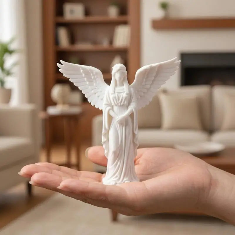 Ange en prière – figurine blanche et dorée imprimée en 3D