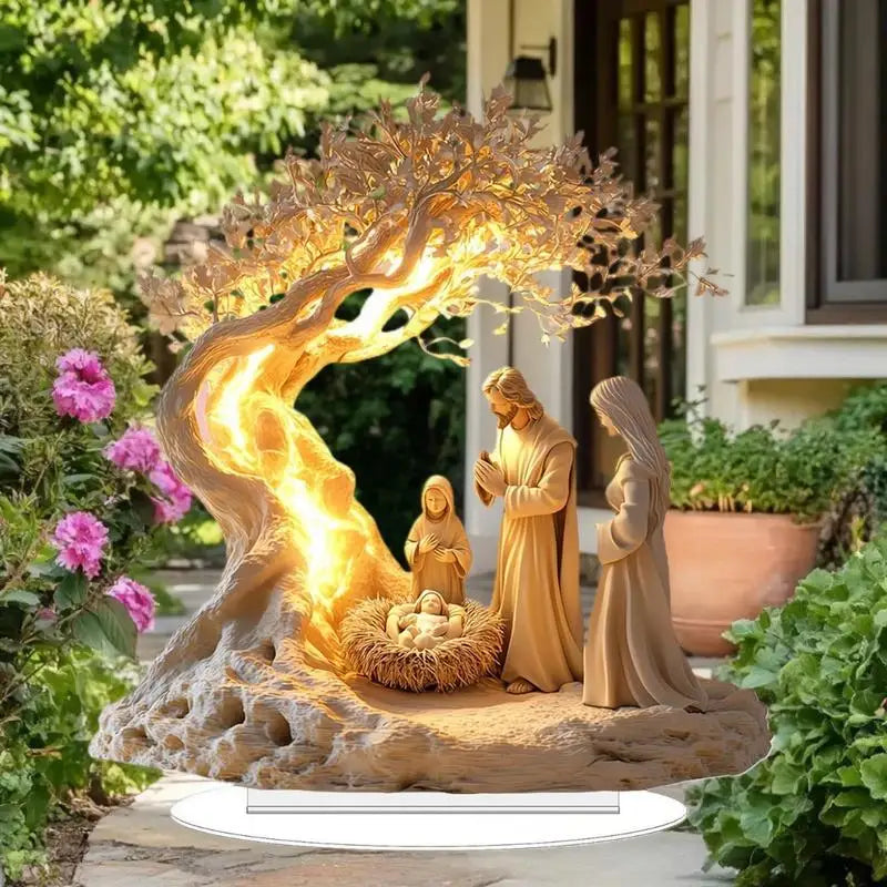 Crèche de Noël en acrylique 2D – décor à poser, 20 cm – vue du produit