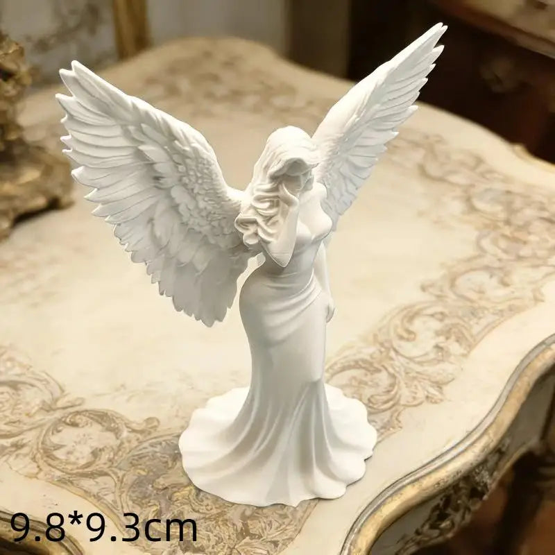 Ange en prière – figurine blanche et dorée imprimée en 3D