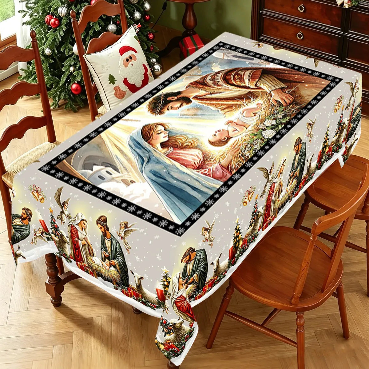 Nappe de Noël vintage – motifs de sapins – visuel fournisseur 5