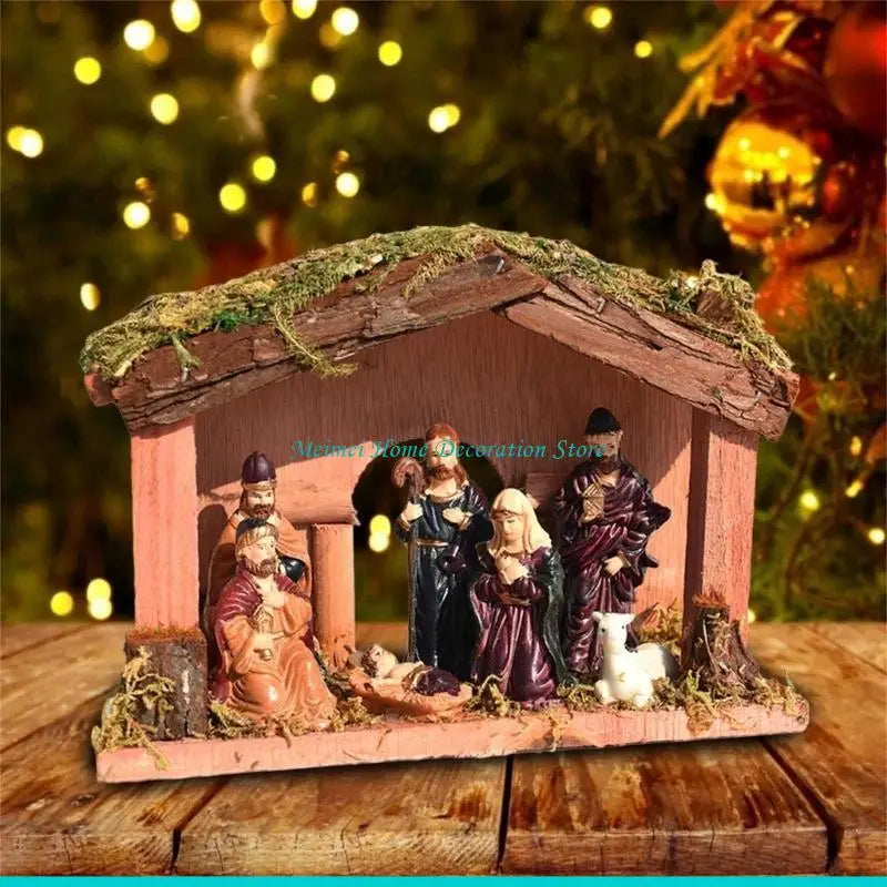 Petite crèche de Noël avec étable – scène de Nativité – visuel fournisseur 3