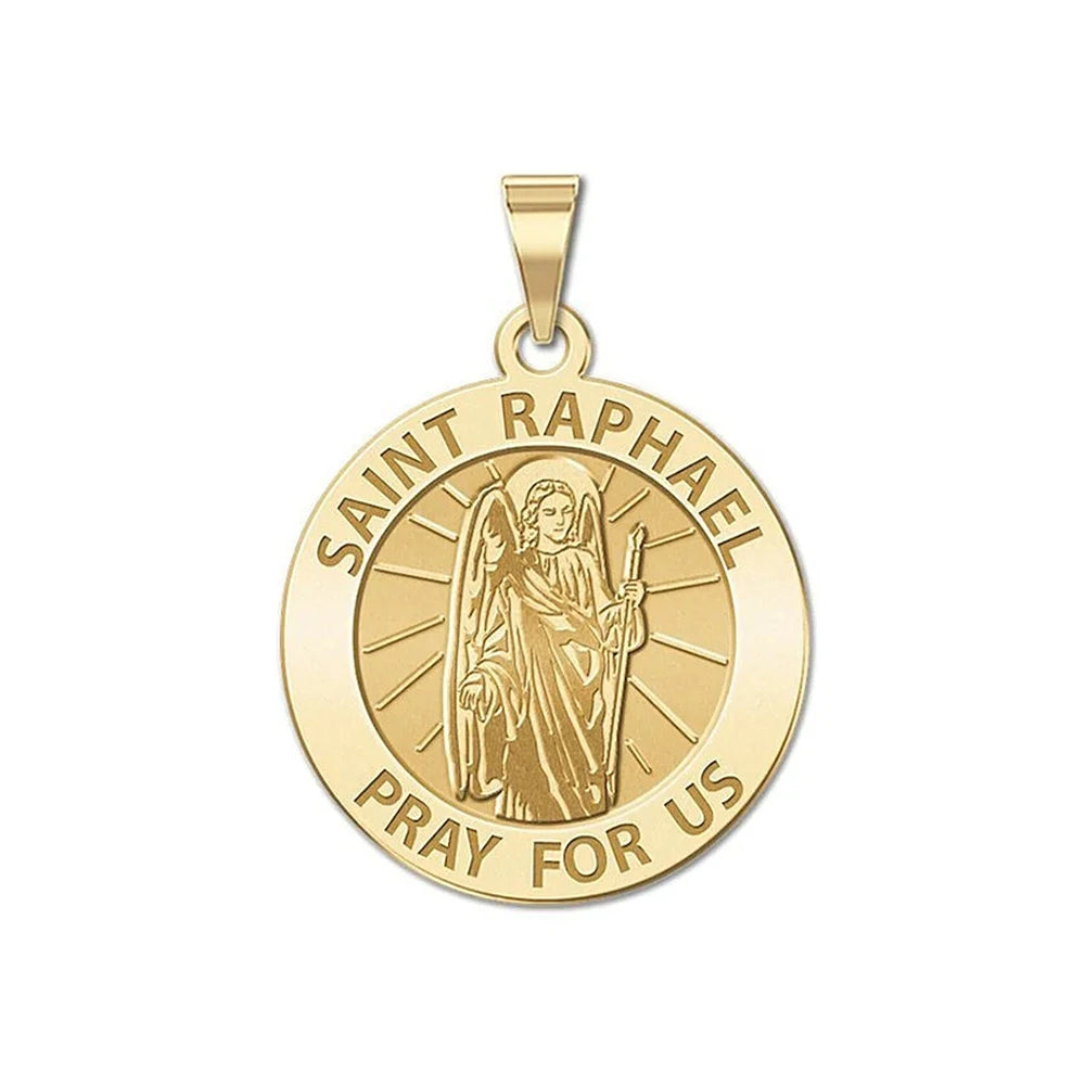 Médaille Saint Raphaël Archange – pendentif avec prière latine