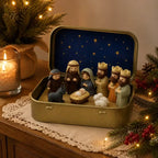 Mini crèche de Noël en boîte métallique – Sainte Famille