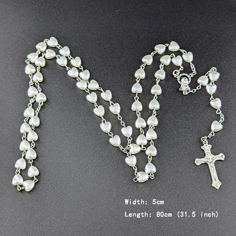 Chapelet catholique rose ou blanc – Vierge Marie et crucifix