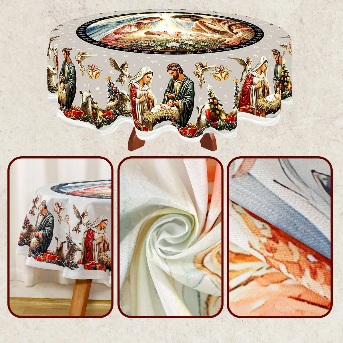 Nappe de Noël vintage – motifs de sapins – visuel fournisseur 3