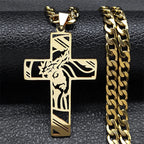 Collier croix du Christ et couronne d’épines – acier inoxydable