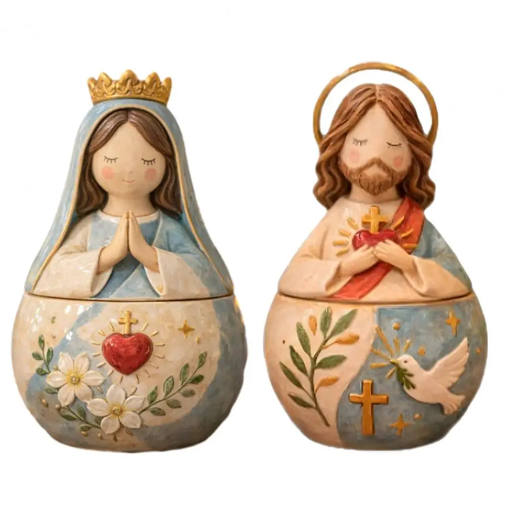 Boîte à bijoux chrétienne – Vierge Marie et Jésus en prière