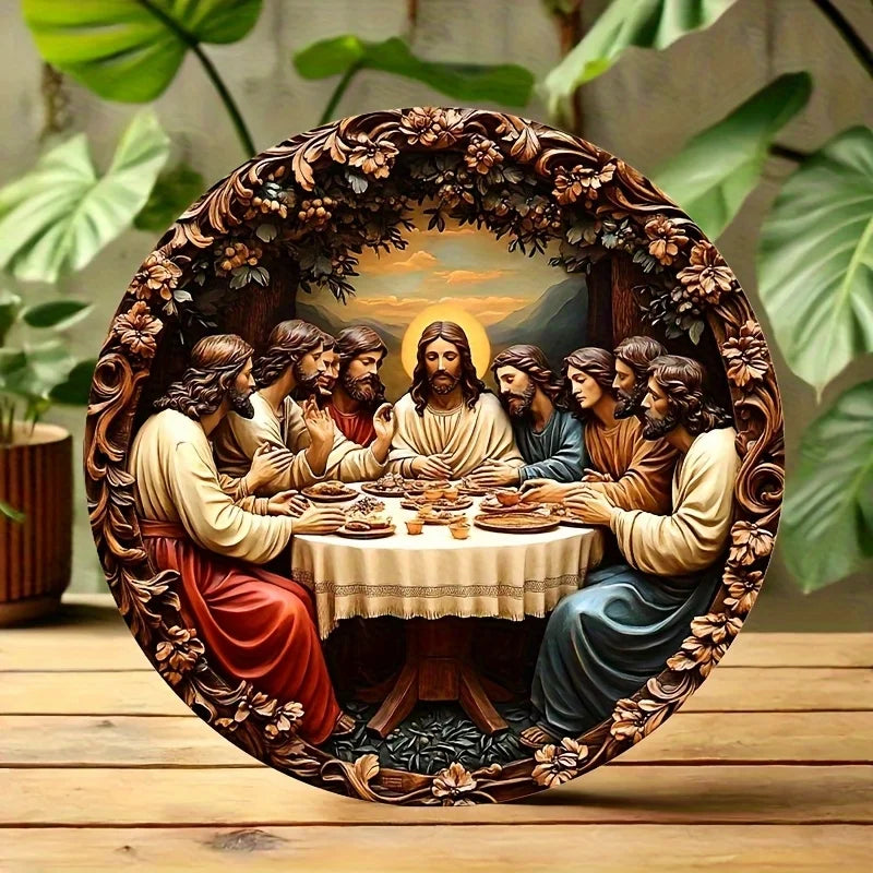 Médaillon mural Jésus et ses disciples – bois, 20 cm – visuel fournisseur 7