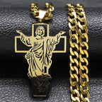 Collier croix du Christ et couronne d’épines – acier inoxydable