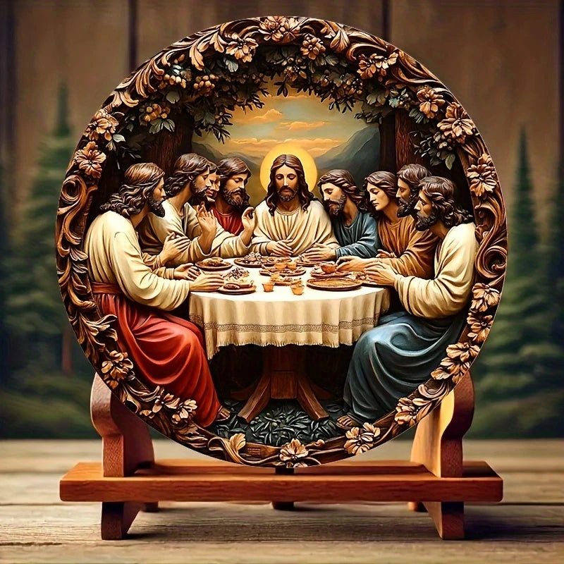Médaillon mural Jésus et ses disciples – bois, 20 cm – vue du produit