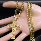 Collier croix du Christ et couronne d’épines – acier inoxydable
