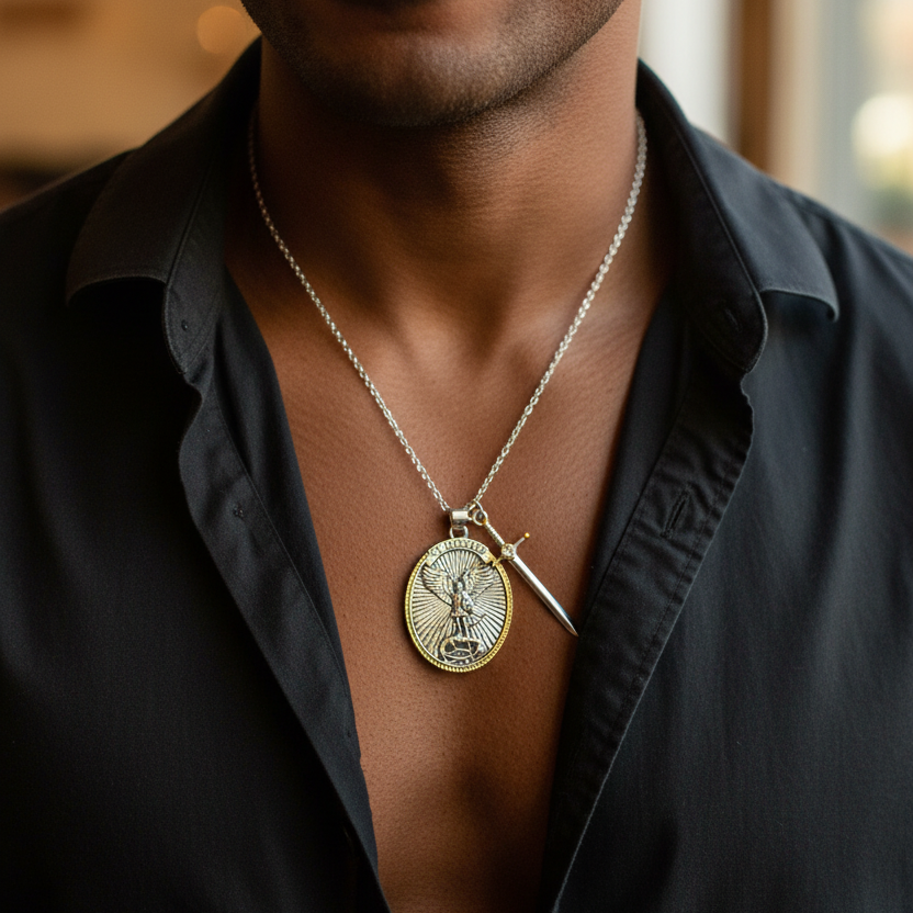 Pendentif Saint Michel Archange – Protection Divine & Victoire Spirituelle | Stella Christi
