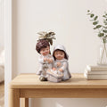Petite crèche Sainte Famille avec palmier – résine – détail 7