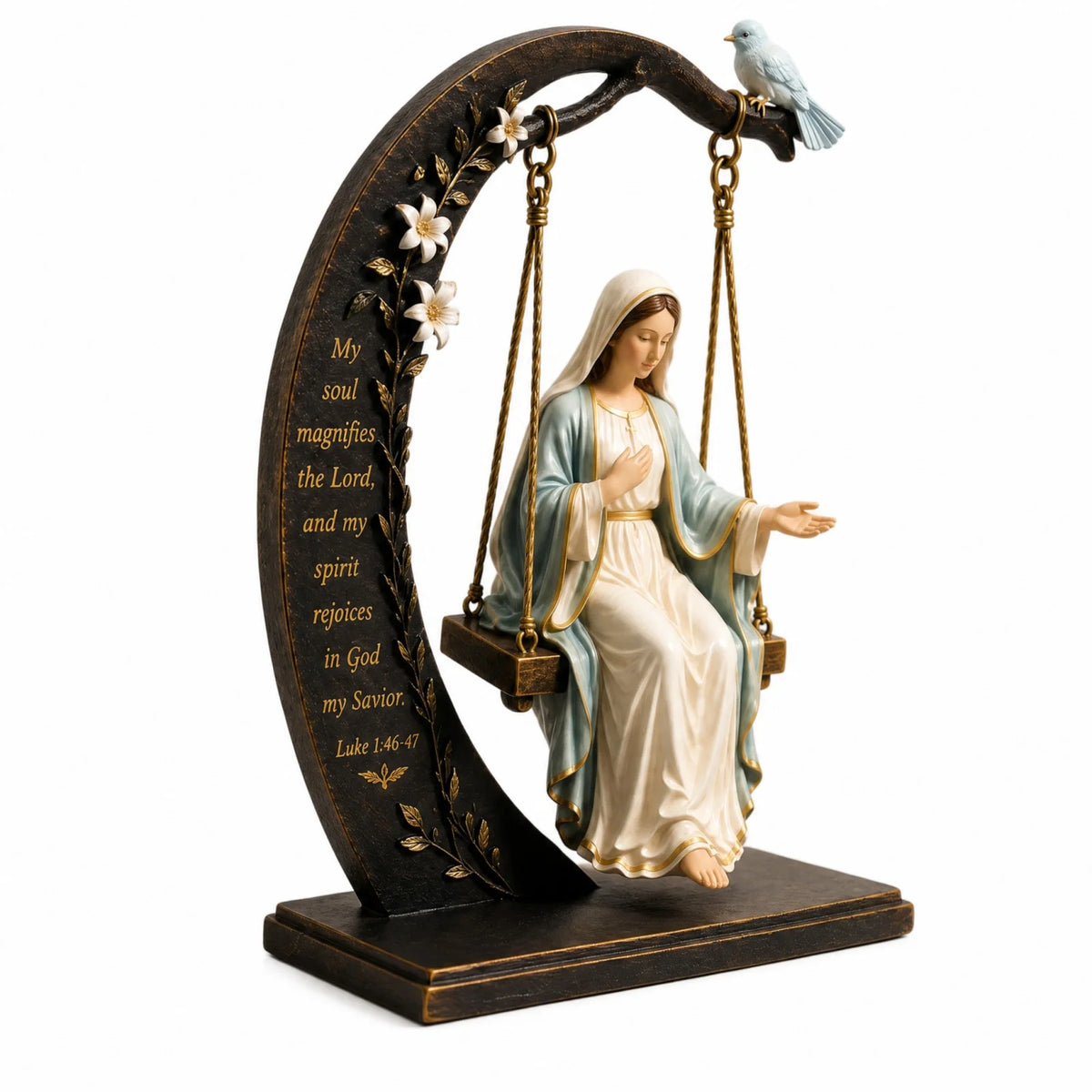 Vierge Marie au Magnificat – décor en bois à poser – vue du produit