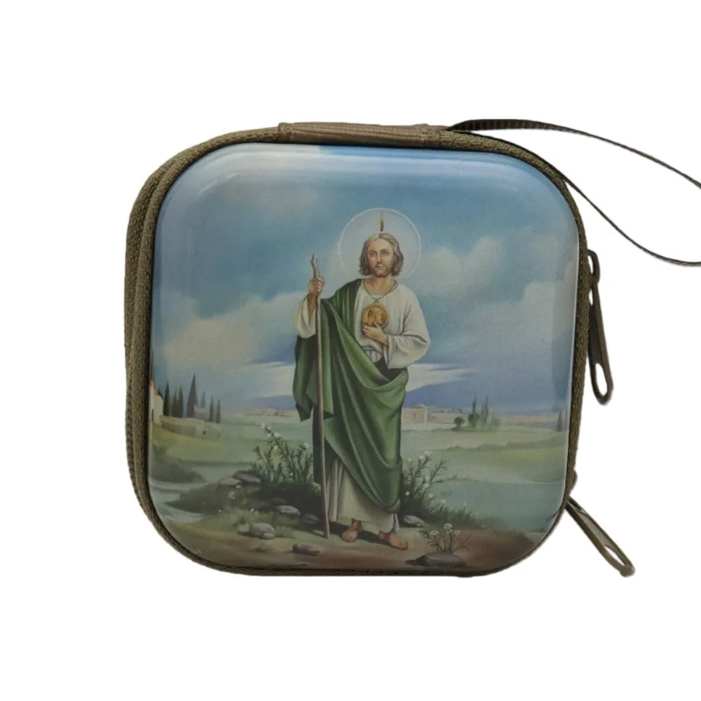 Boîte métallique pour chapelet – Vierge Marie, 7 cm