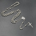 Collier chapelet à perles métalliques 6 mm – crucifix