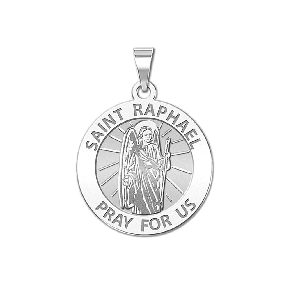 Médaille Saint Raphaël Archange – pendentif avec prière latine