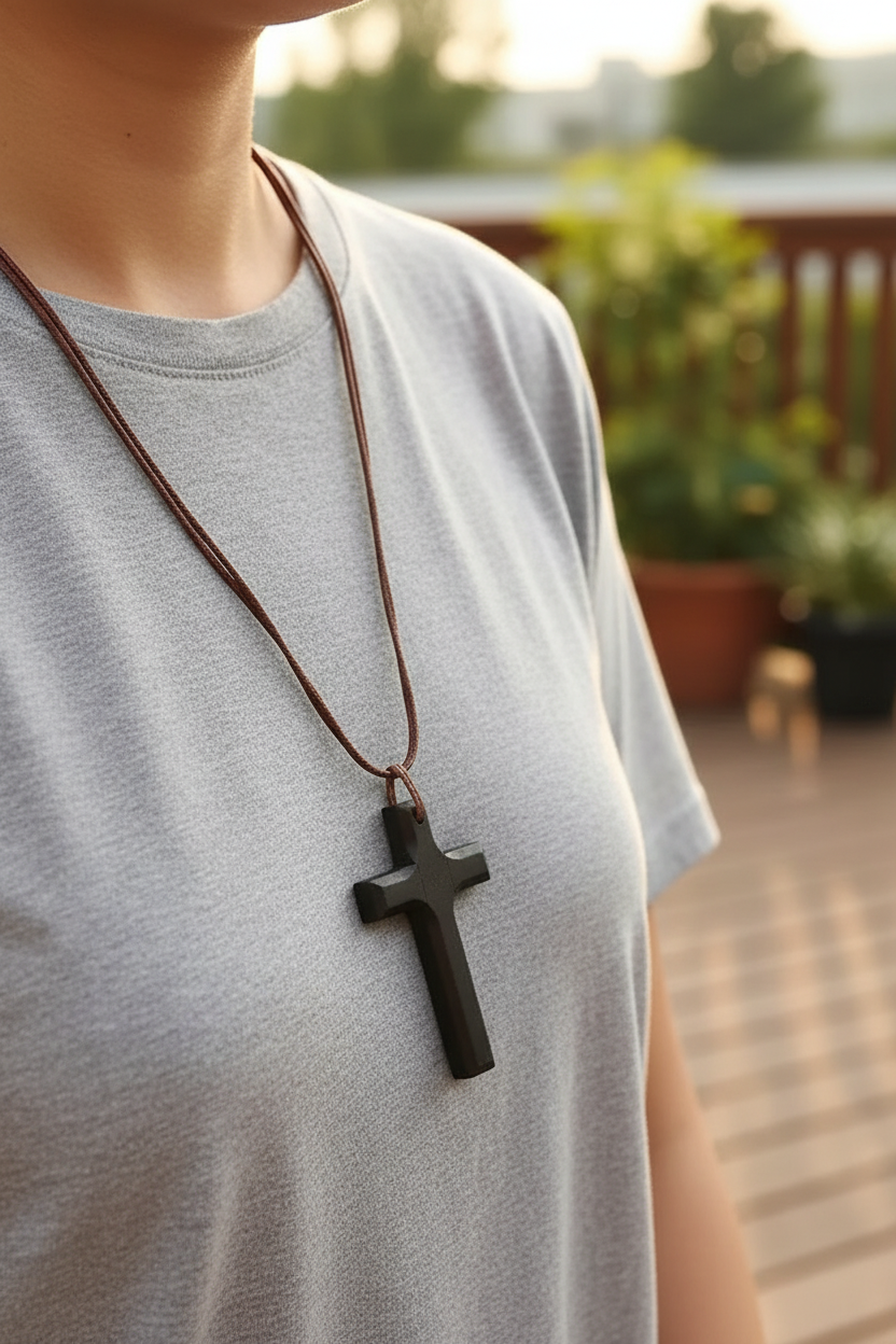 ✝️ Pendentif Croix Chrétienne en Bois – Foi simple et authentique | Stella Christi