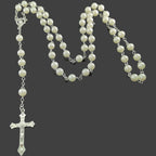 Collier chapelet style perles nacrées – croix