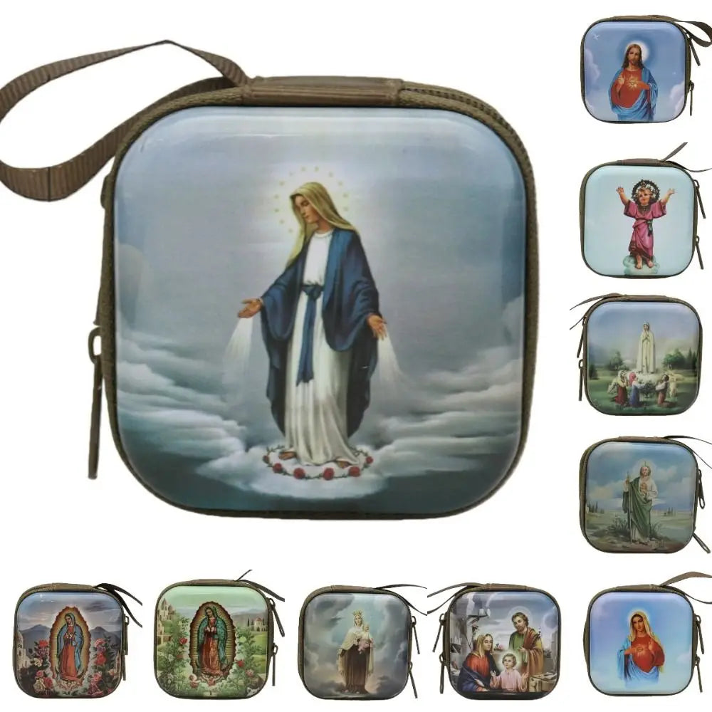 Boîte métallique pour chapelet – Vierge Marie, 7 cm