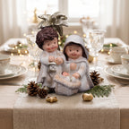 Petite crèche Sainte Famille avec palmier – résine – vue principale