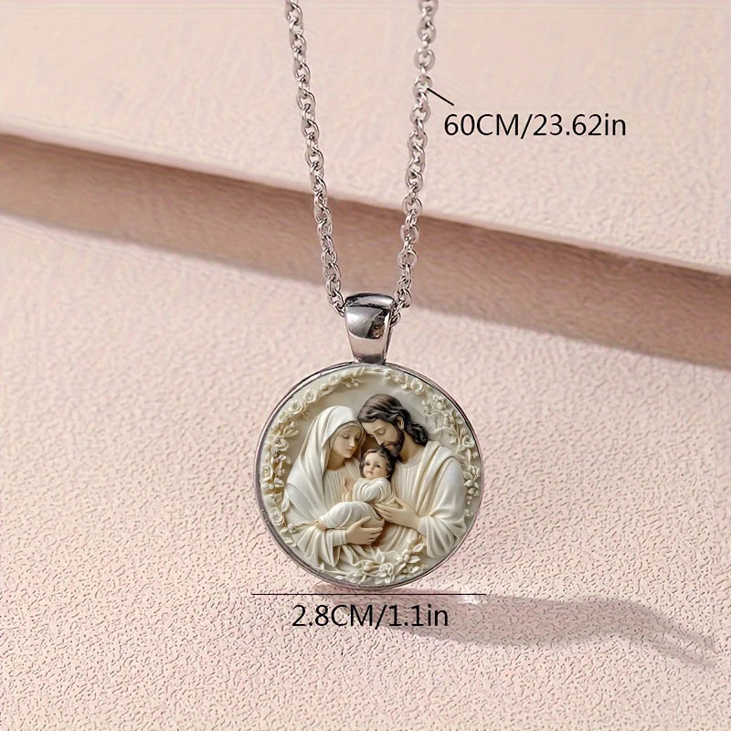 Collier Sainte Famille – pendentif illustré en verre – visuel fournisseur 6