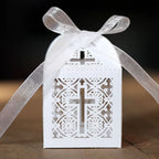 Boîtes à dragées croix avec ruban – lots 50 ou 100