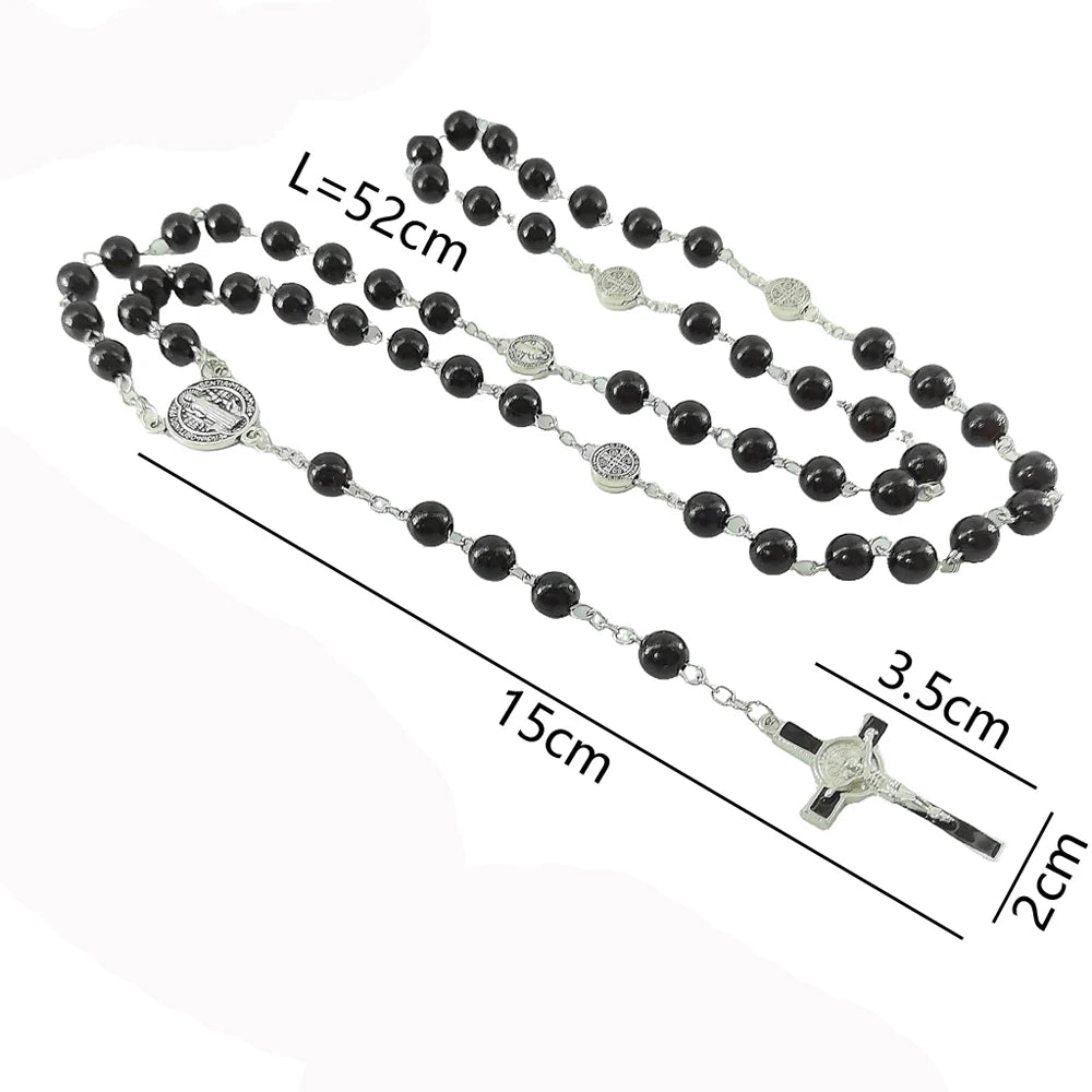 Collier chapelet style perles nacrées – croix