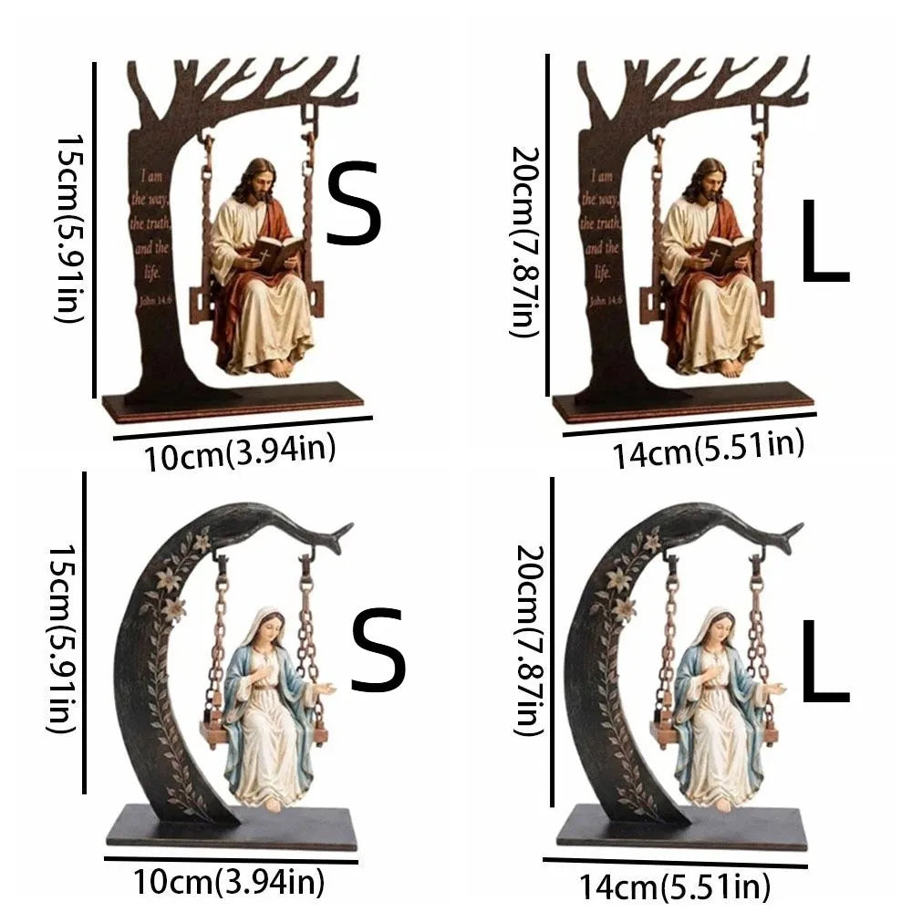 Jésus à la balançoire – décoration en bois, 2 tailles