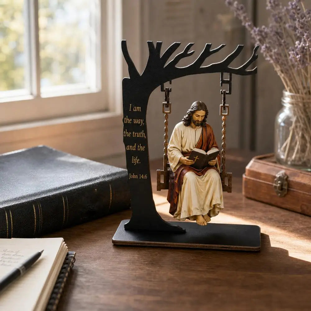 Jésus à la balançoire – décor plat en acrylique, 20 cm – visuel fournisseur 4