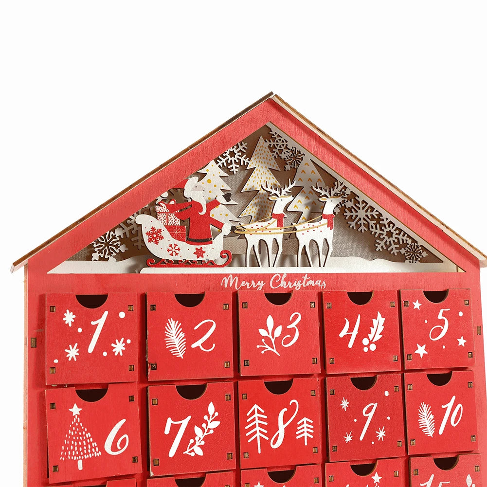 Calendrier de l’Avent en bois lumineux – 24 tiroirs – détail 3