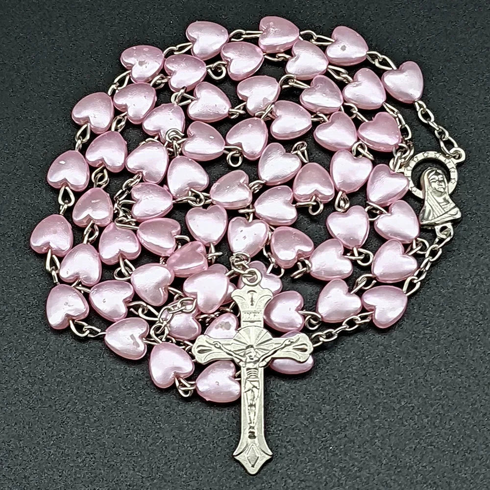 Chapelet catholique rose ou blanc – Vierge Marie et crucifix