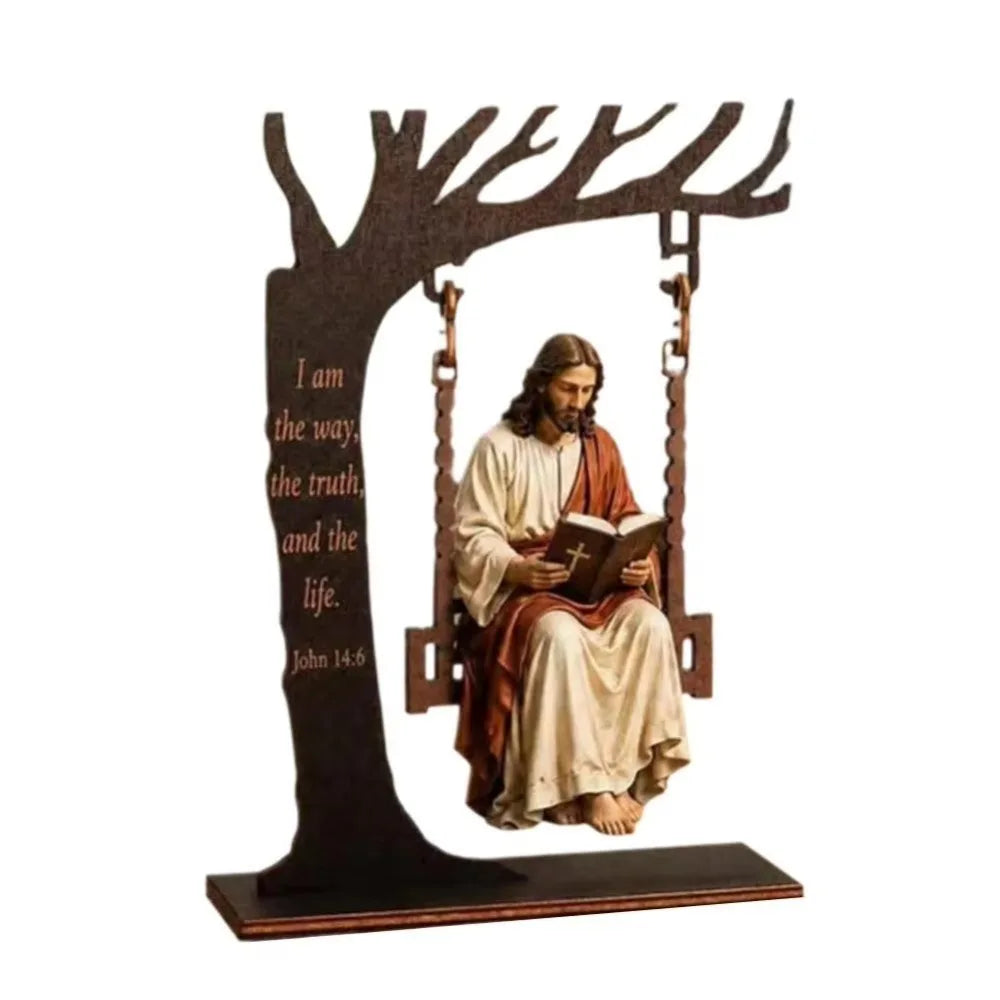 Jésus à la balançoire – décoration en bois, 2 tailles