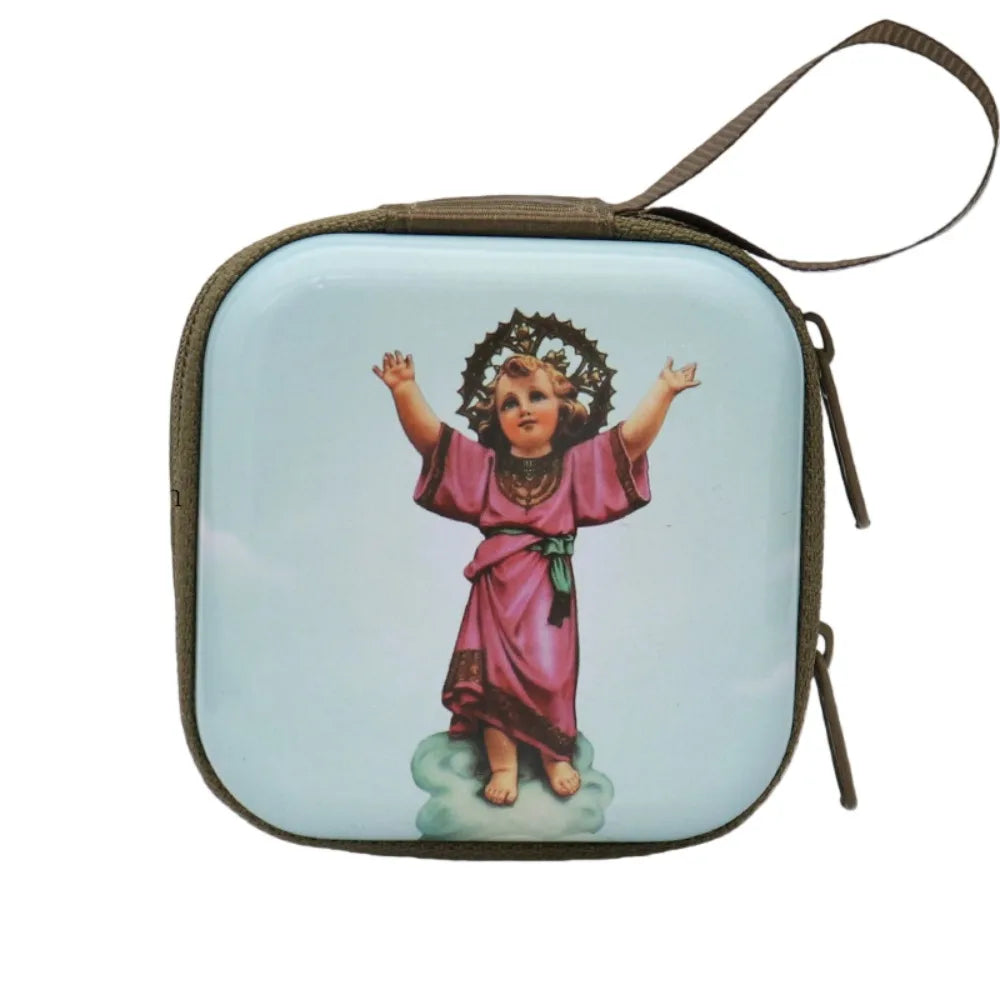 Boîte métallique pour chapelet – Vierge Marie, 7 cm