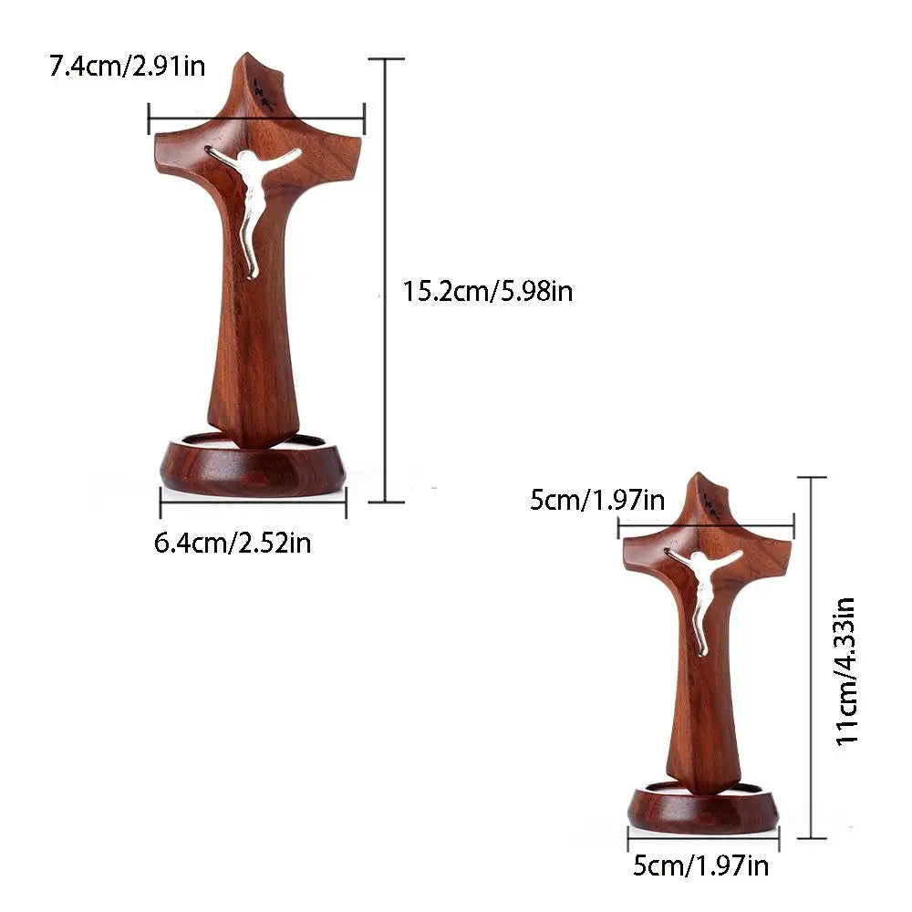 Croix ajourée en bois sur socle – 2 tailles