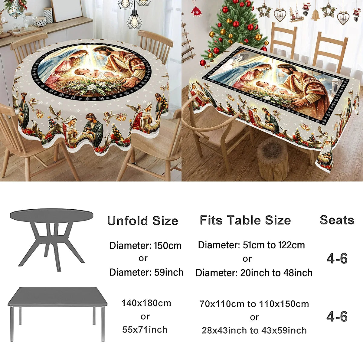 Nappe de Noël vintage – motifs de sapins – visuel fournisseur 2