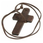 Collier croix chrétienne en bois – cordon 80 cm