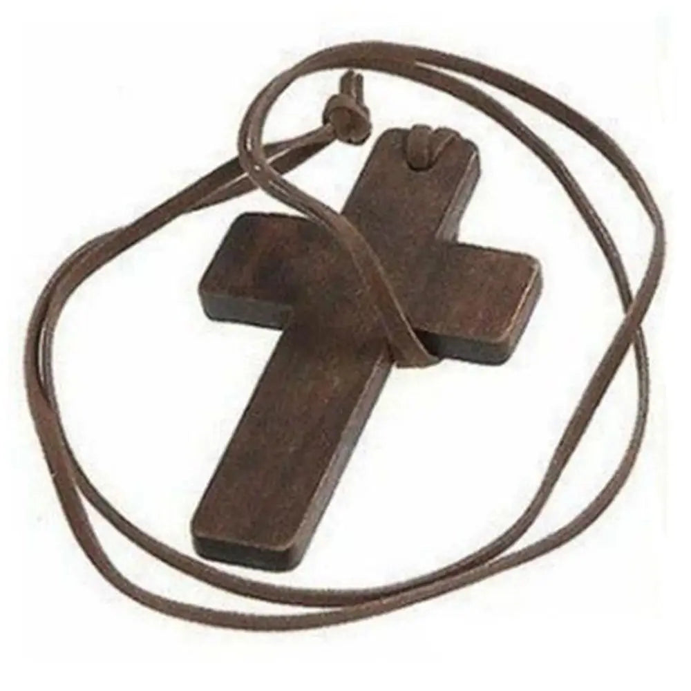 Collier croix chrétienne en bois – cordon 80 cm