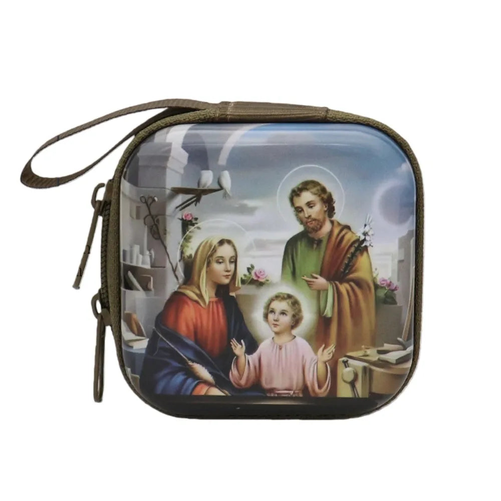 Boîte métallique pour chapelet – Vierge Marie, 7 cm