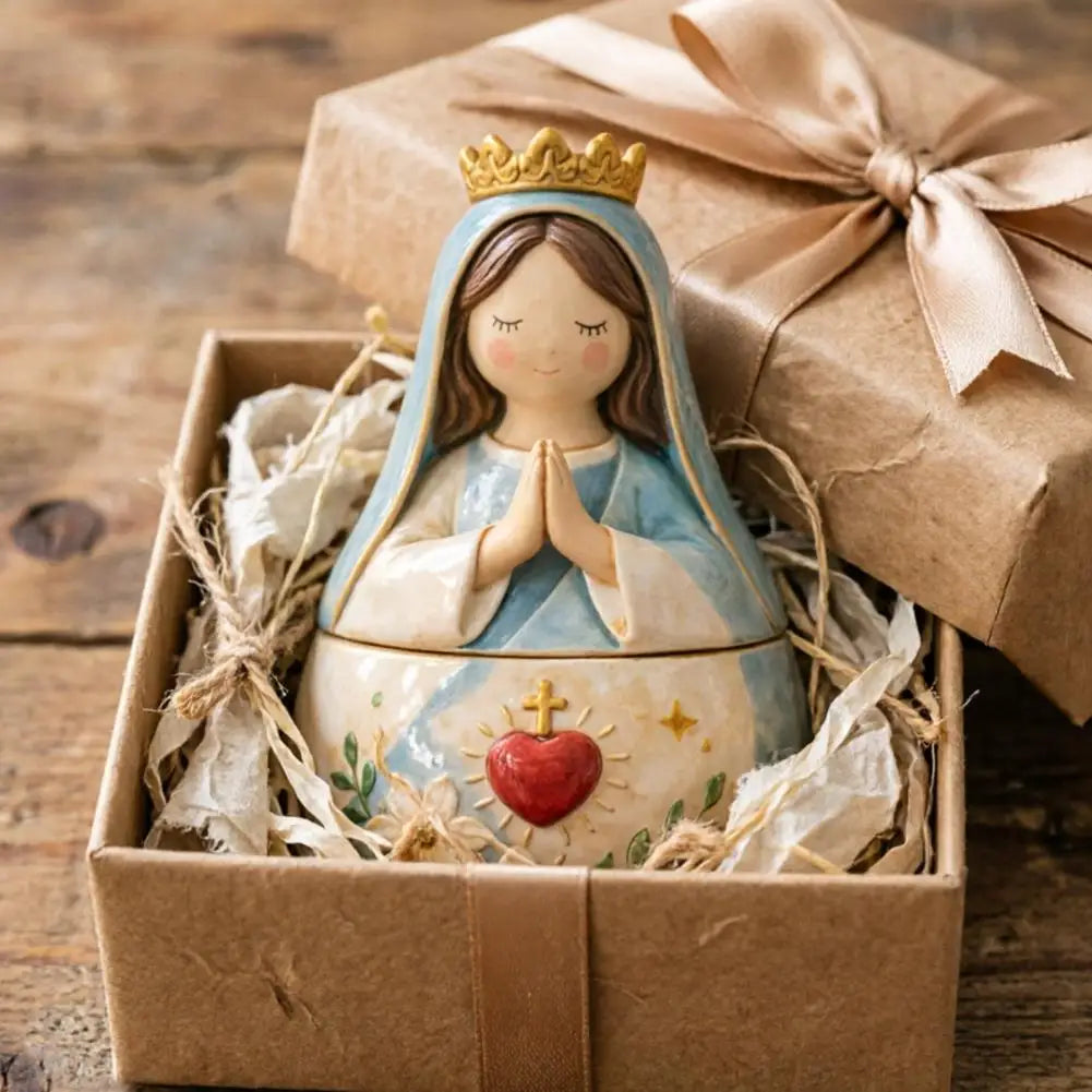 Boîte à bijoux chrétienne – Vierge Marie et Jésus en prière