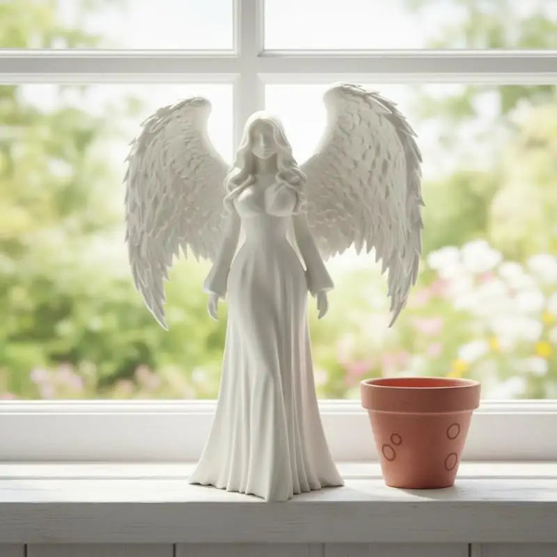 Ange en prière – figurine blanche et dorée imprimée en 3D
