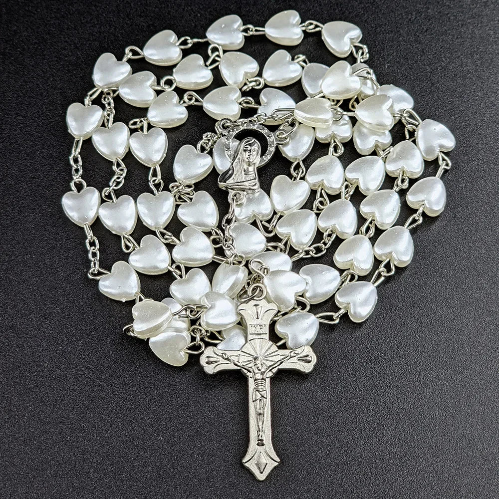 Chapelet catholique rose ou blanc – Vierge Marie et crucifix