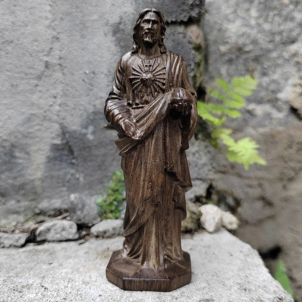 Sacré-Cœur de Jésus – figurine décorative aspect bois – vue du produit